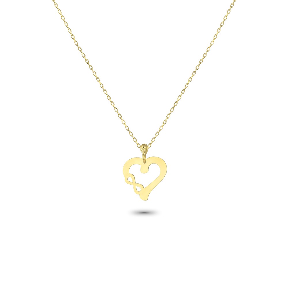 Glorria 14k Solid Gold Heart Infinity Necklace