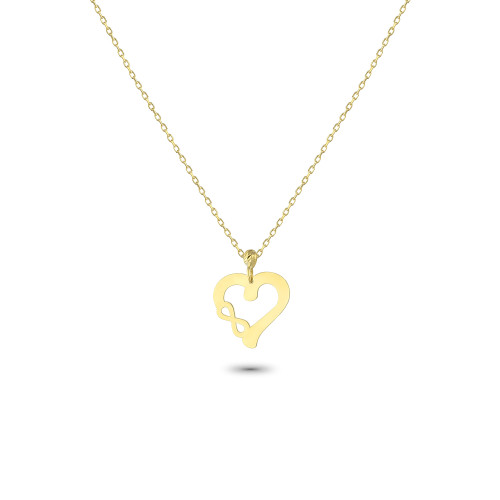 Glorria 14k Solid Gold Heart Infinity Necklace