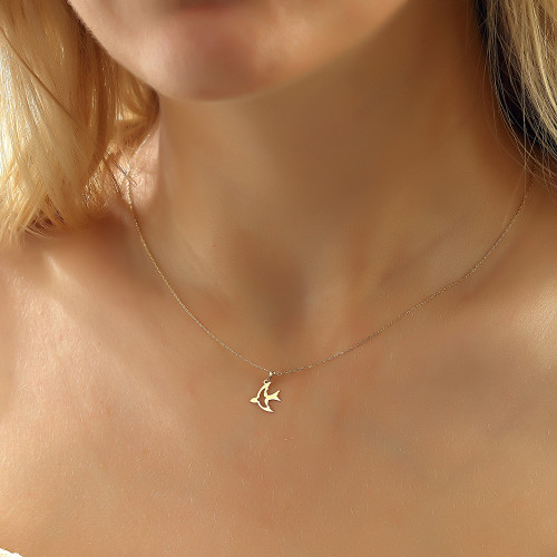 Glorria 14k Solid Gold Bird Necklace Glorria 14k Solid Gold Bird Necklace