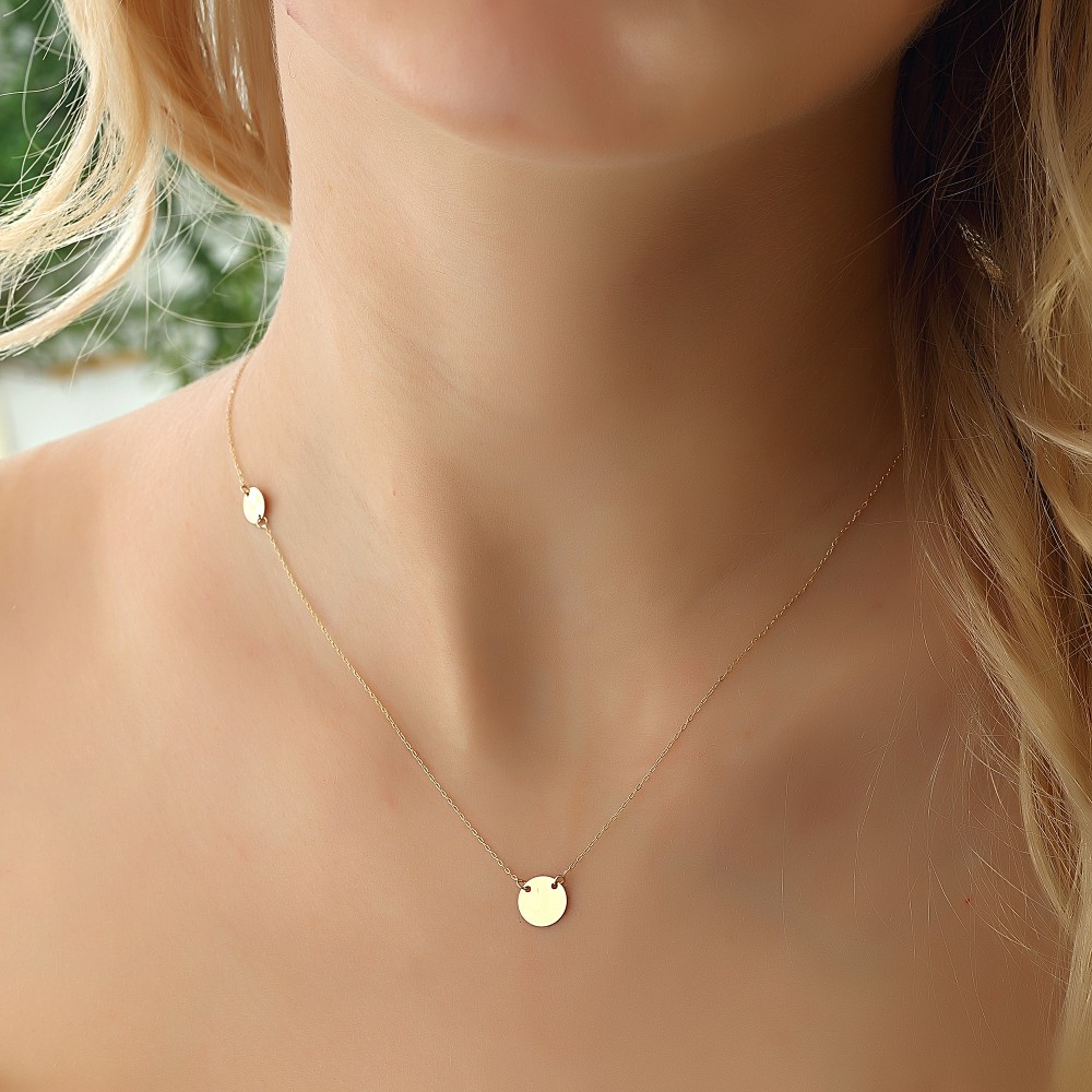 Glorria 14k Solid Gold Circle Necklace