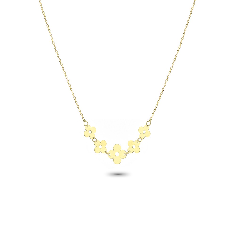 Glorria 14k Solid Gold Flower Necklace