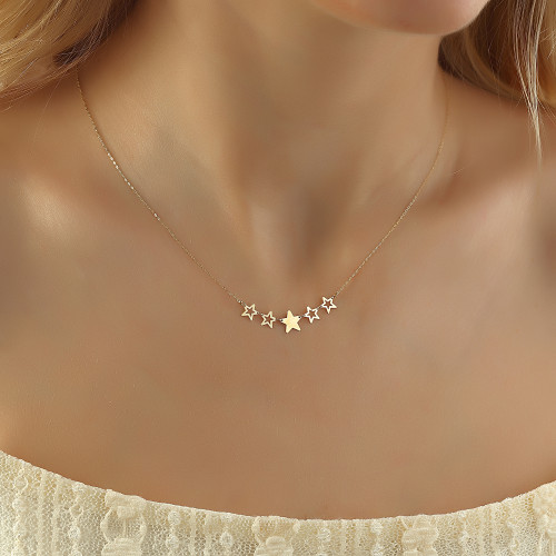 Glorria 14k Solid Gold Star Necklace