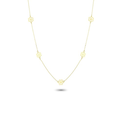 Glorria 14k Solid Gold Daisy Necklace