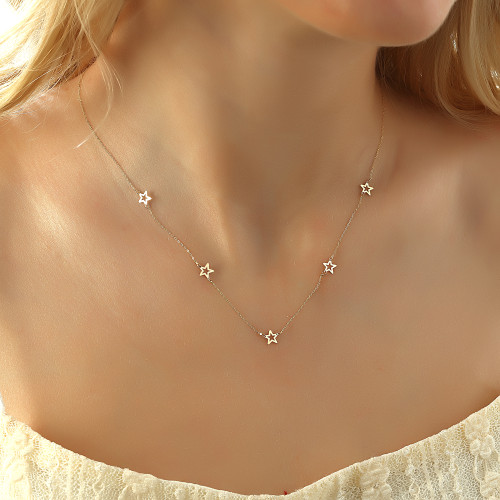 Glorria 14k Solid Gold Star Necklace Glorria 14k Solid Gold Star Necklace