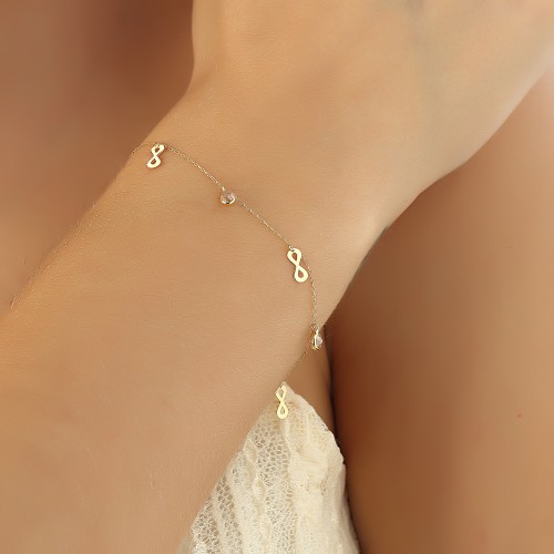 Glorria 14k Solid Gold Infinity Bracelet Glorria 14k Solid Gold Infinity Bracelet