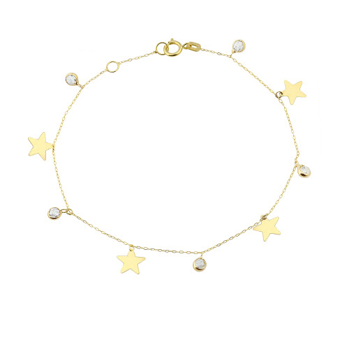 Glorria 14k Solid Gold Star Bracelet Glorria 14k Solid Gold Star Bracelet