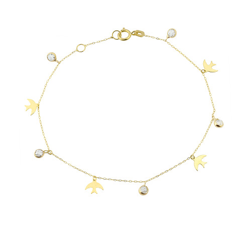 Glorria 14k Solid Gold Bird Bracelet Glorria 14k Solid Gold Bird Bracelet