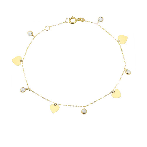 Glorria 14k Solid Gold Heart Bracelet Glorria 14k Solid Gold Heart Bracelet