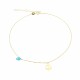 Glorria 14k Solid Gold Turquoise Stone Anchor Anklet