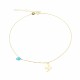 Glorria 14k Solid Gold Turquoise Stone Bird Anklet