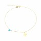 Glorria 14k Solid Gold Turquoise Stone Flower Anklet