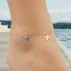 Glorria 14k Solid Gold Turquoise Stone Flower Anklet