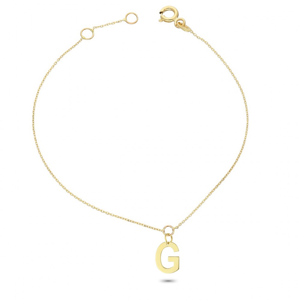 Glorria 14k Solid Gold Letter G Bracelet