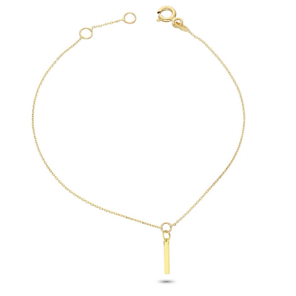 Glorria 14k Solid Gold Letter İ Bracelet