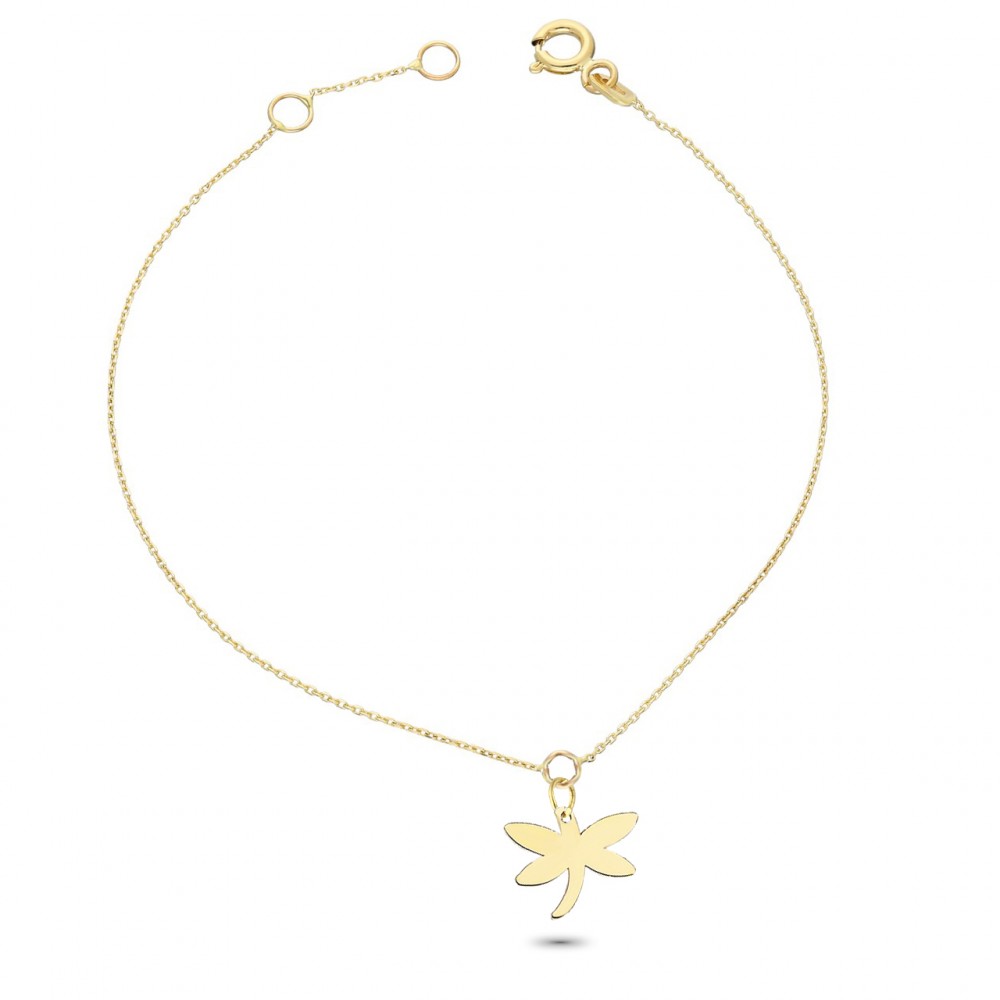 Glorria 14k Solid Gold Dragonfly Bracelet