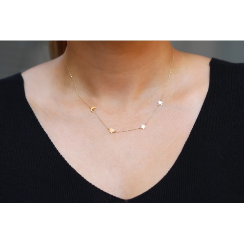 Glorria 14k Solid Gold Luck Necklace Glorria 14k Solid Gold Luck Necklace