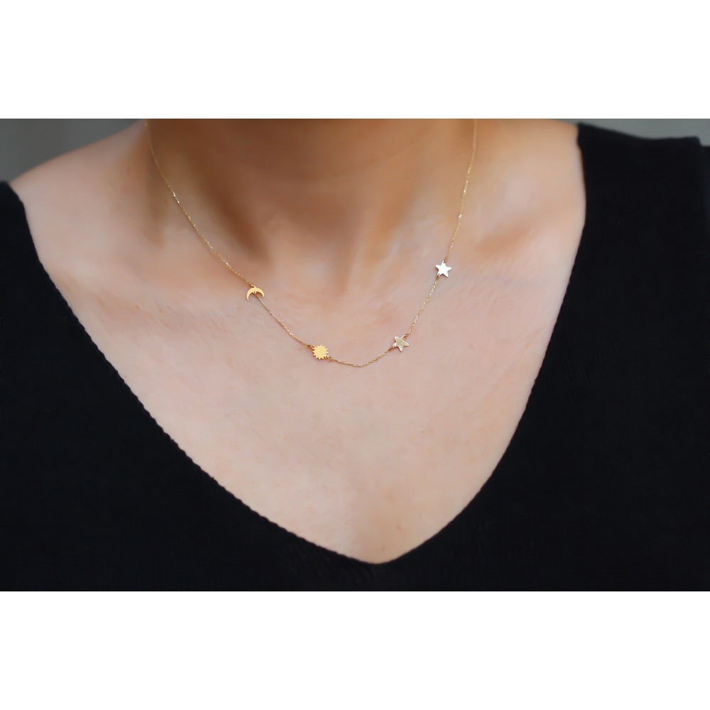 Glorria 14k Solid Gold Luck Necklace