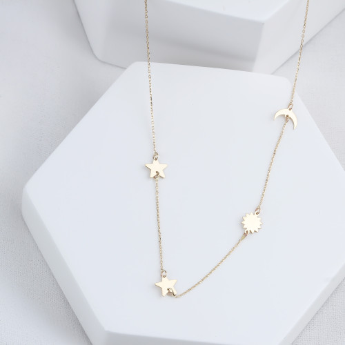 Glorria 14k Solid Gold Luck Necklace