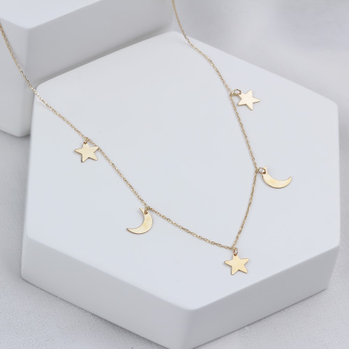 Glorria 14k Solid Gold Luck Necklace Glorria 14k Solid Gold Luck Necklace