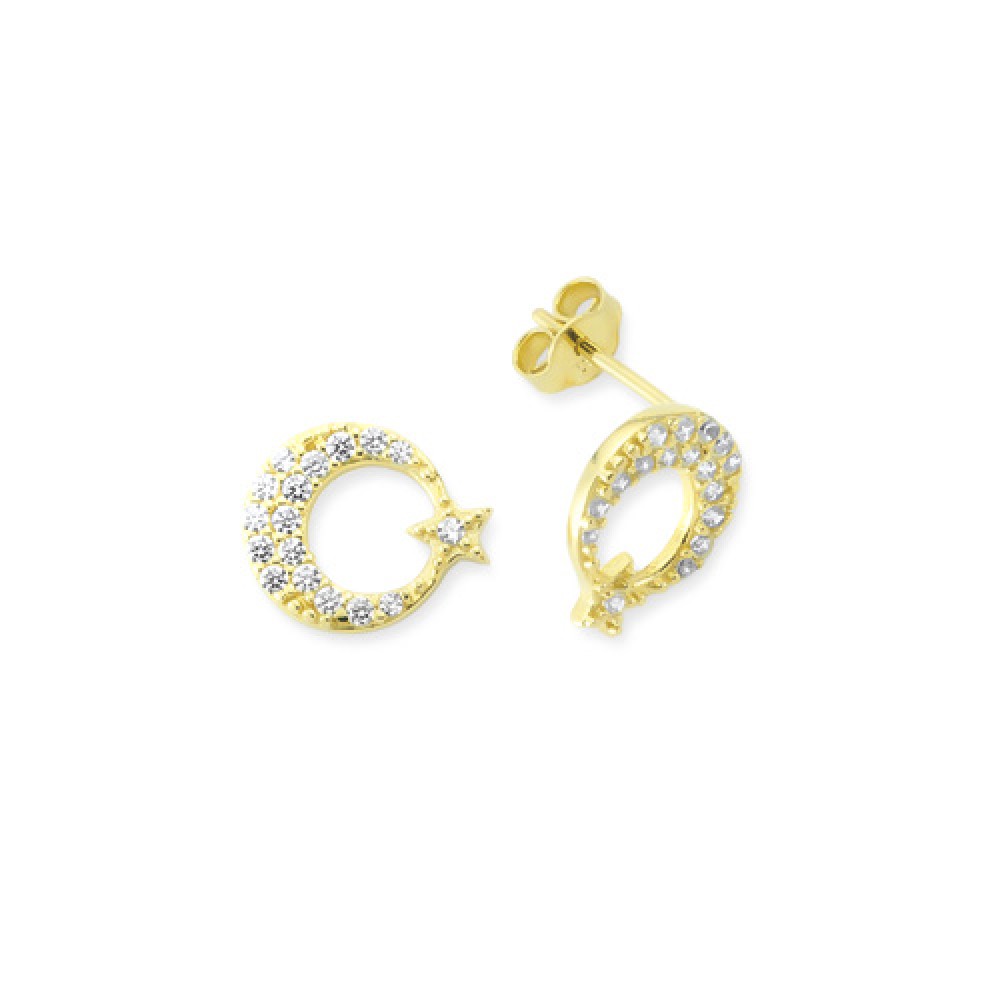 Glorria 14k Solid Gold Moon Star Earring Glorria 14k Solid Gold Moon Star Earring