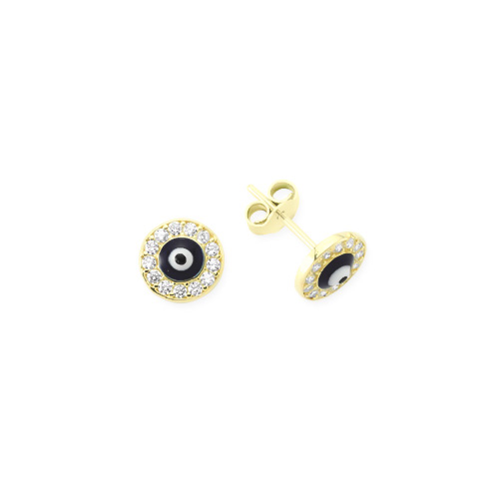 Glorria 14k Solid Gold Evil Eye Bead Earring