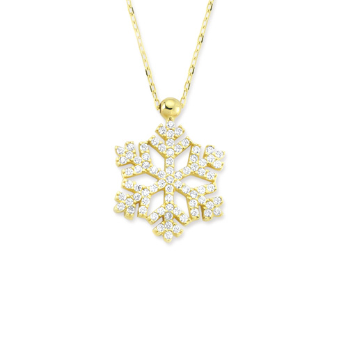 Glorria 14k Solid Gold Snowflake Necklace Glorria 14k Solid Gold Snowflake Necklace
