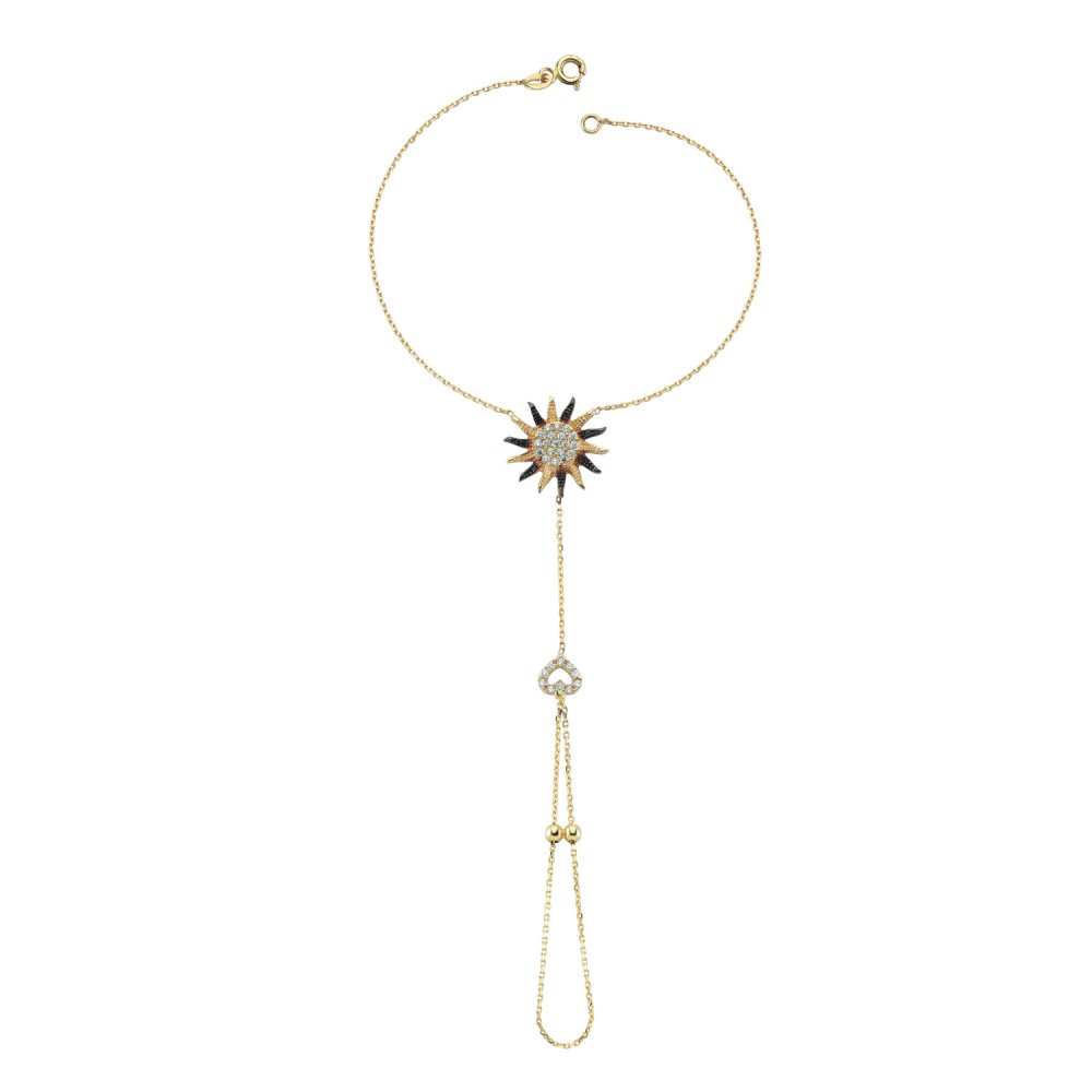 Glorria 14k Solid Gold Sun Shahmeran Bracelet