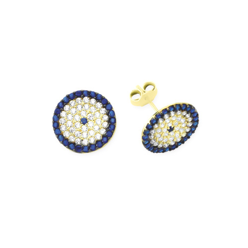 Glorria 14k Solid Gold Evil Eye Earring