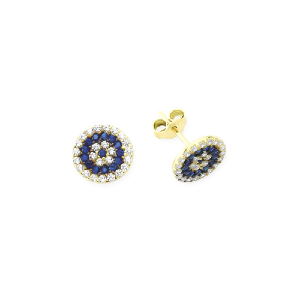 Glorria 14k Solid Gold Evil Eye Earring