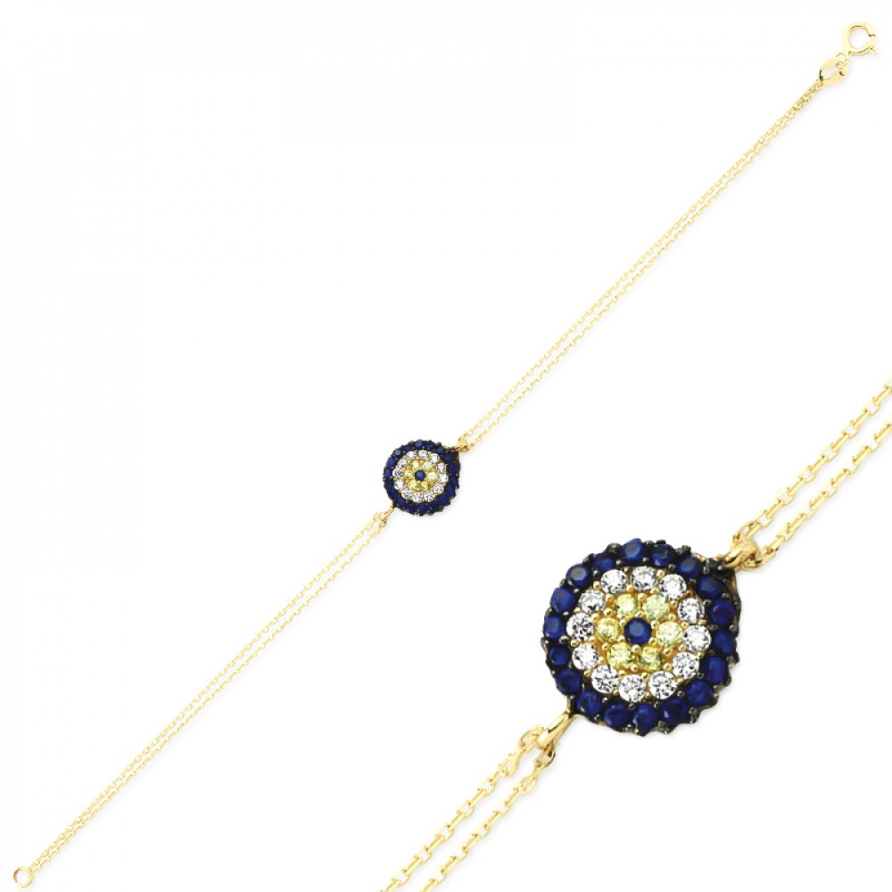 Glorria 14k Solid Gold Evil Eye Bead Bracelet