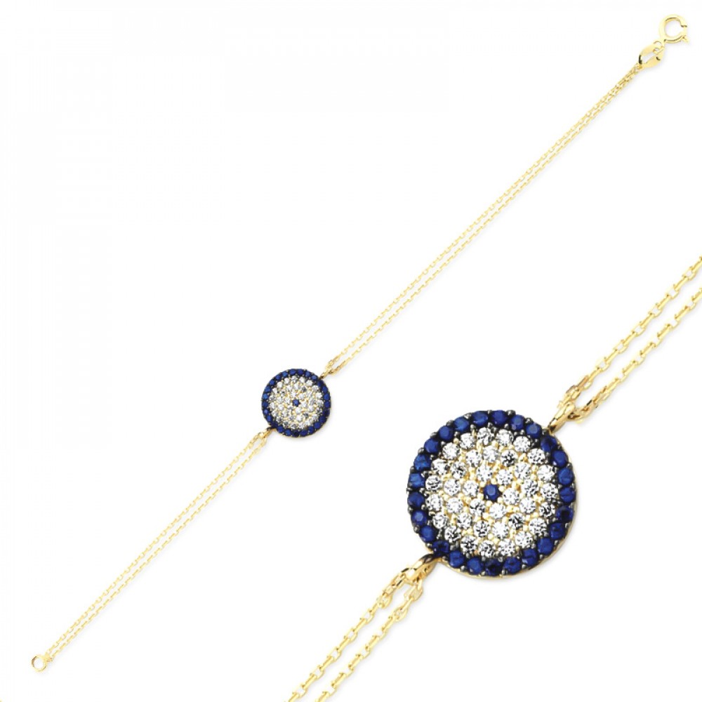 Glorria 14k Solid Gold Evil Eye Bead Bracelet