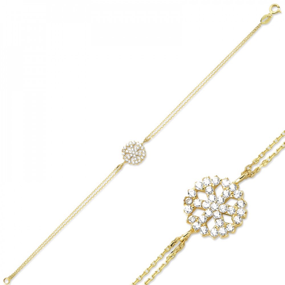 Glorria 14k Solid Gold Snowflake Bracelet