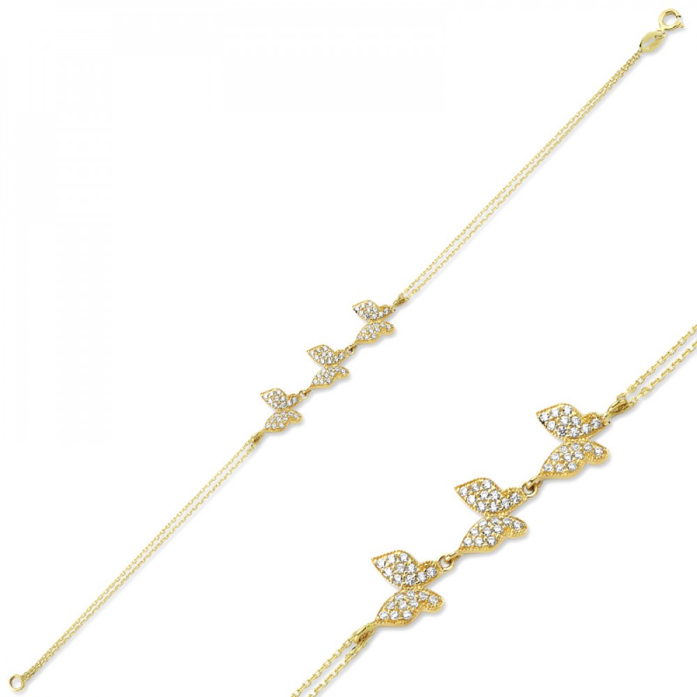 Glorria 14k Solid Gold Butterfly Bracelet