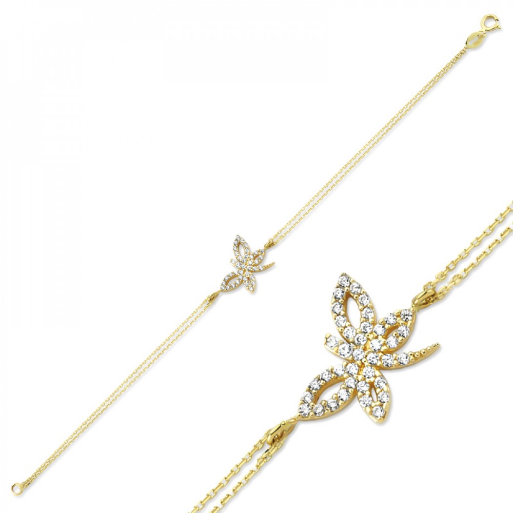 Glorria 14k Solid Gold Dragonfly Bracelet