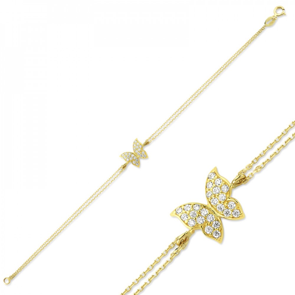 Glorria 14k Solid Gold Butterfly Bracelet