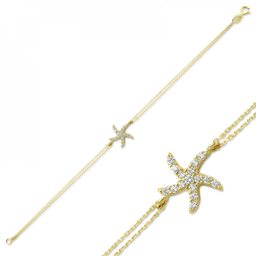 Glorria 14k Solid Gold Starfish Bracelet