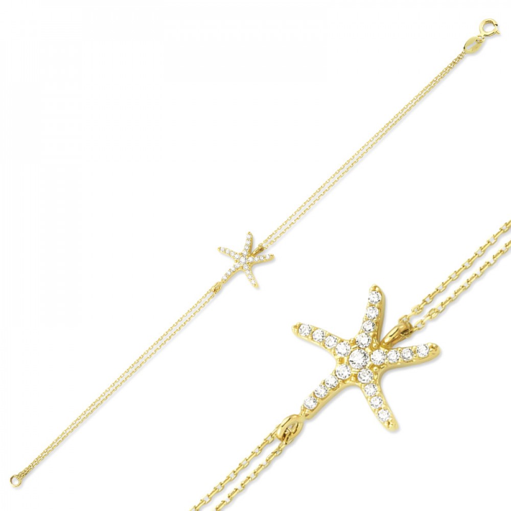 Glorria 14k Solid Gold Star Bracelet