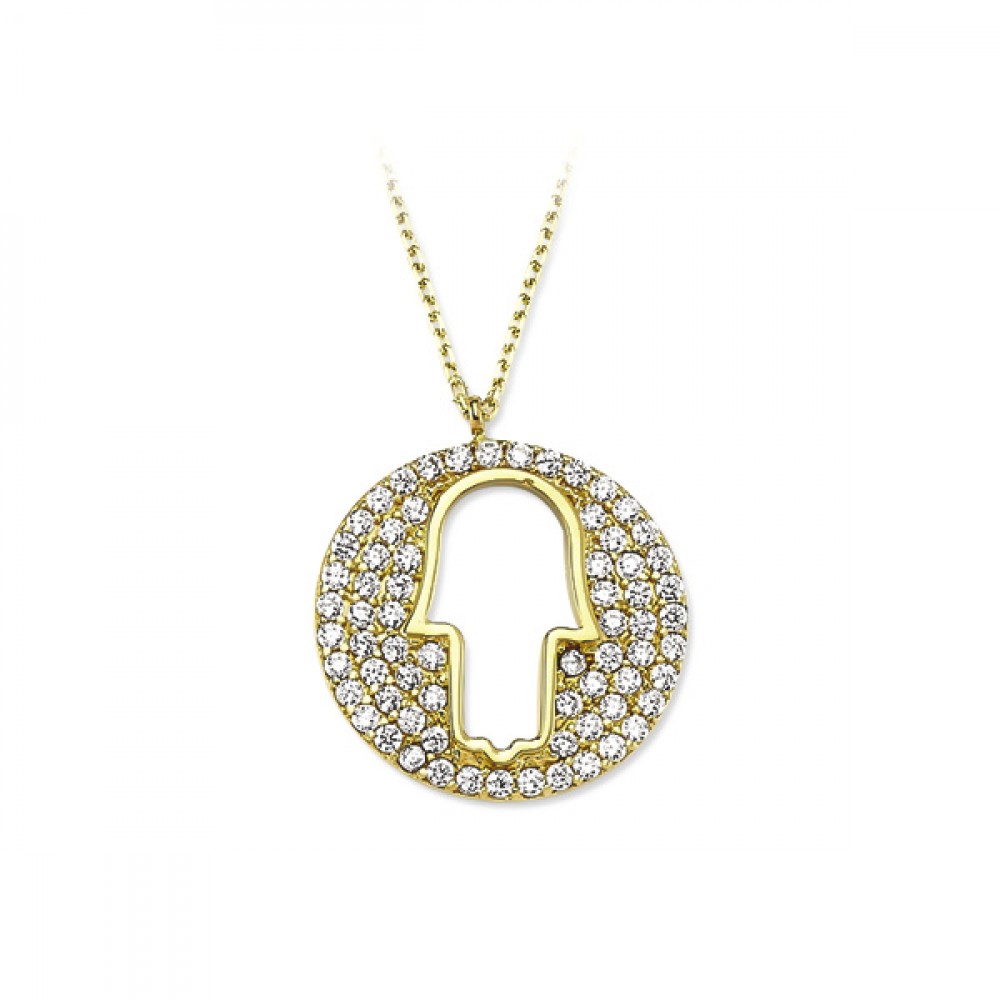 Glorria 14k Solid Gold Hamsa Necklace