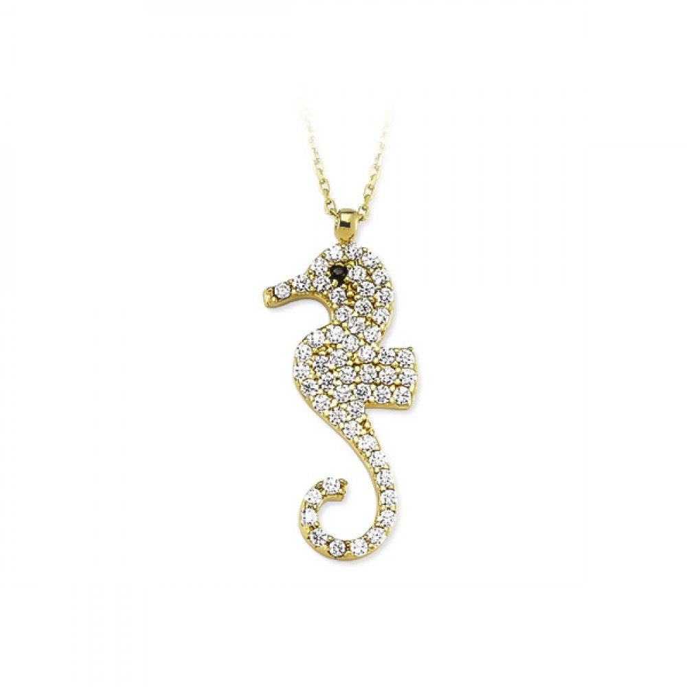 Glorria 14k Solid Gold Sea Horse Necklace