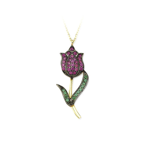 Glorria 14k Solid Gold Tulip Necklace Glorria 14k Solid Gold Tulip Necklace