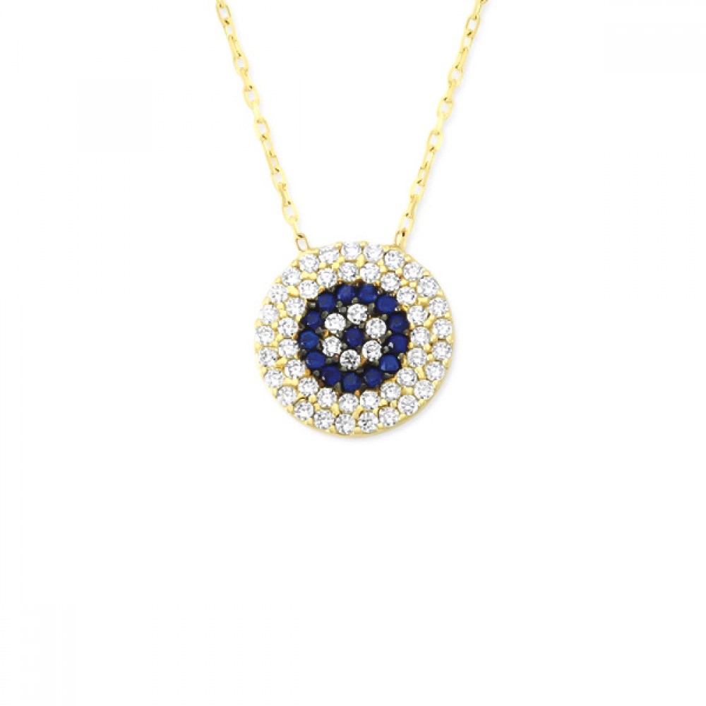 Glorria 14k Solid Gold Evil Eye Bead Necklace