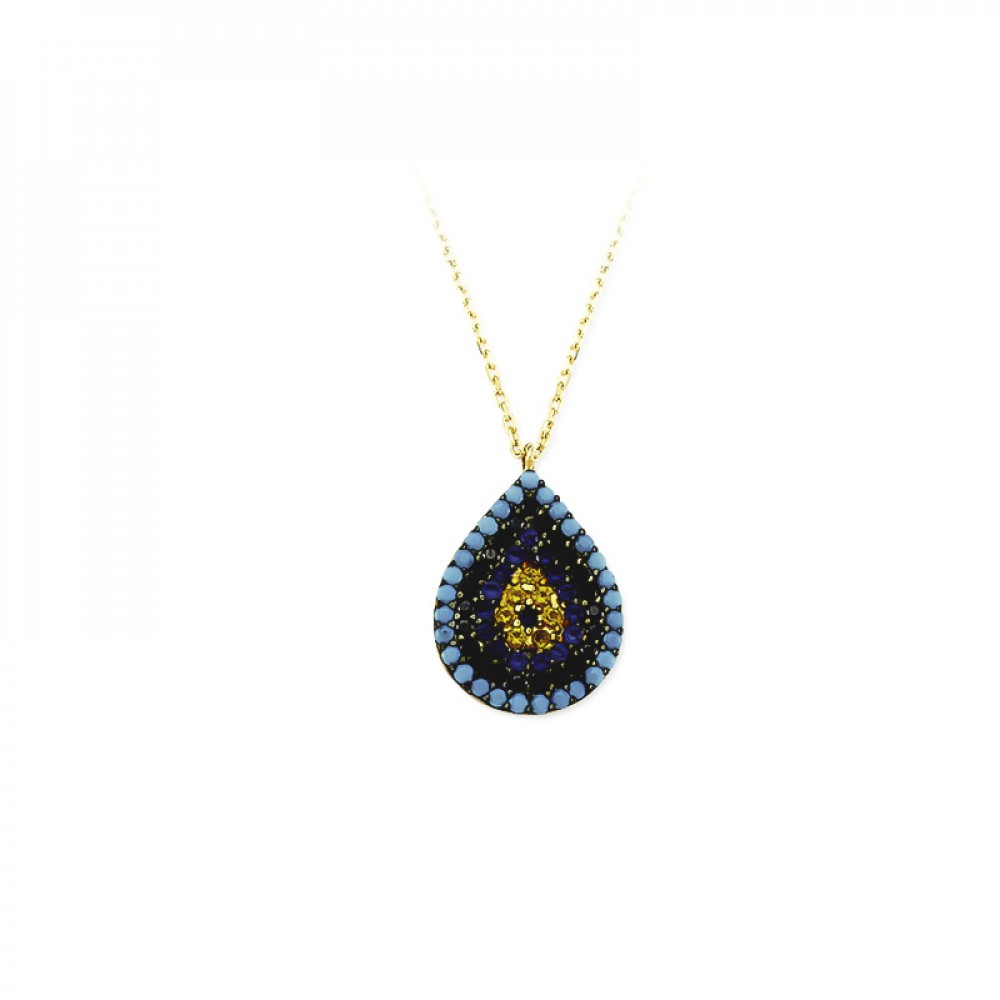 Glorria 14k Solid Gold Evil Eye Bead Necklace Glorria 14k Solid Gold Evil Eye Bead Necklace