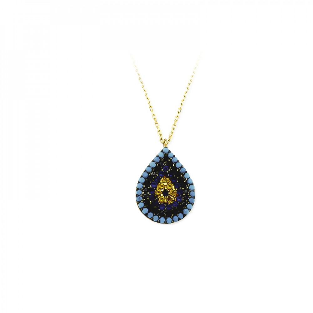 Glorria 14k Solid Gold Evil Eye Bead Necklace