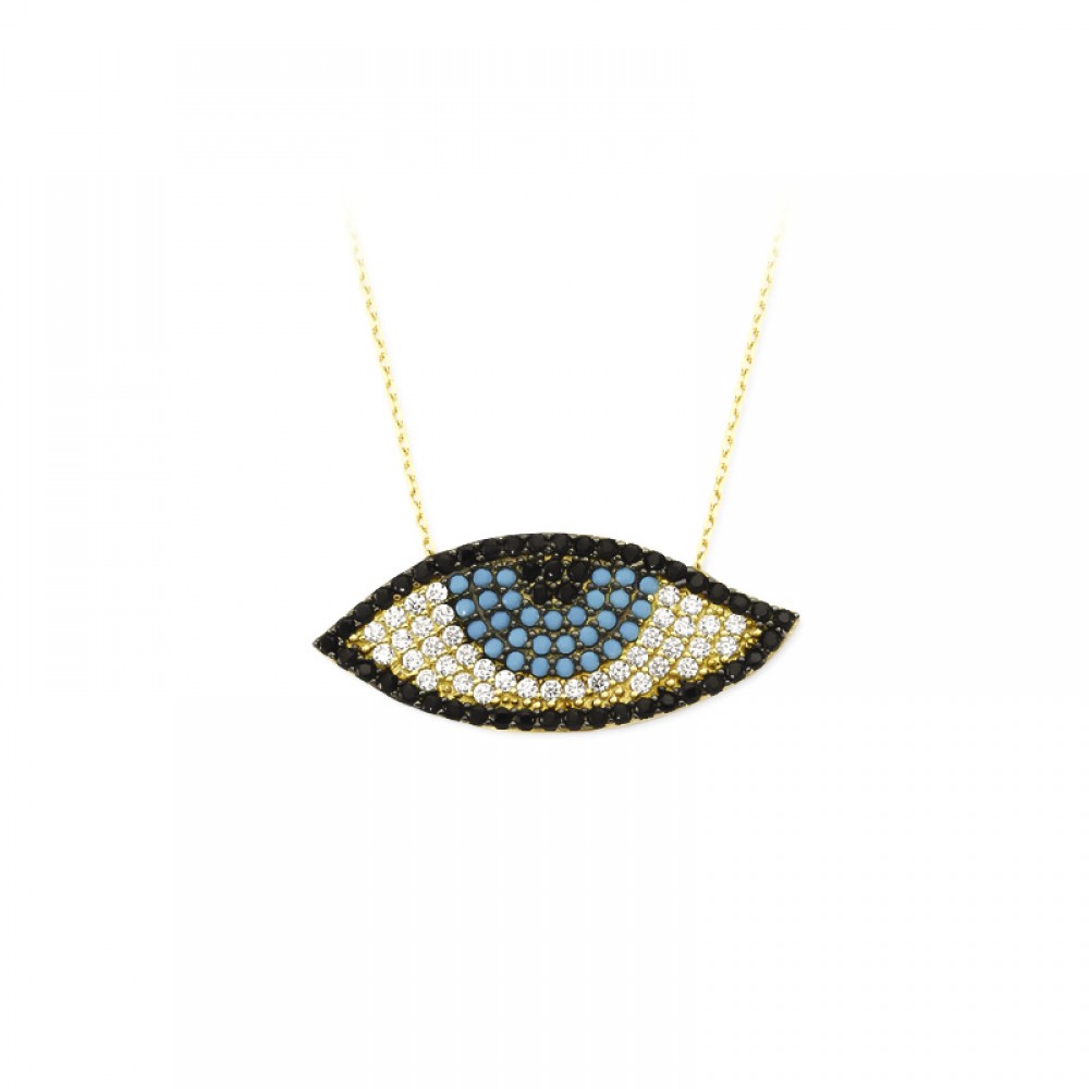 Glorria 14k Solid Gold Evil Eye Bead Necklace