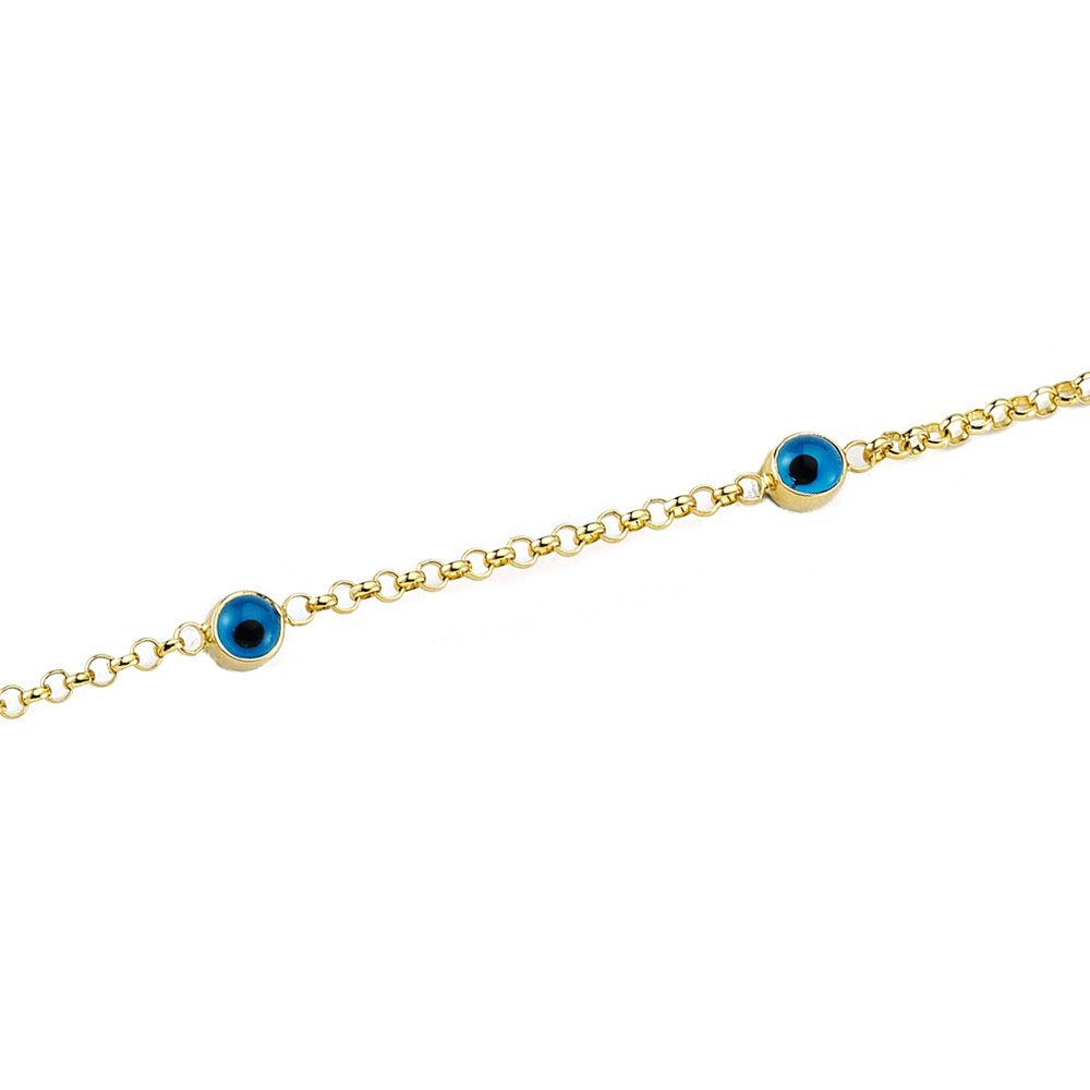 Glorria 14k Solid Gold Eye Bead Bracelet