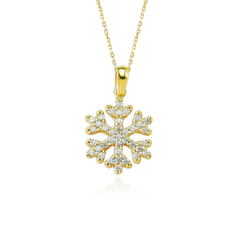 Glorria 8k Solid Gold Snowflake Pendant