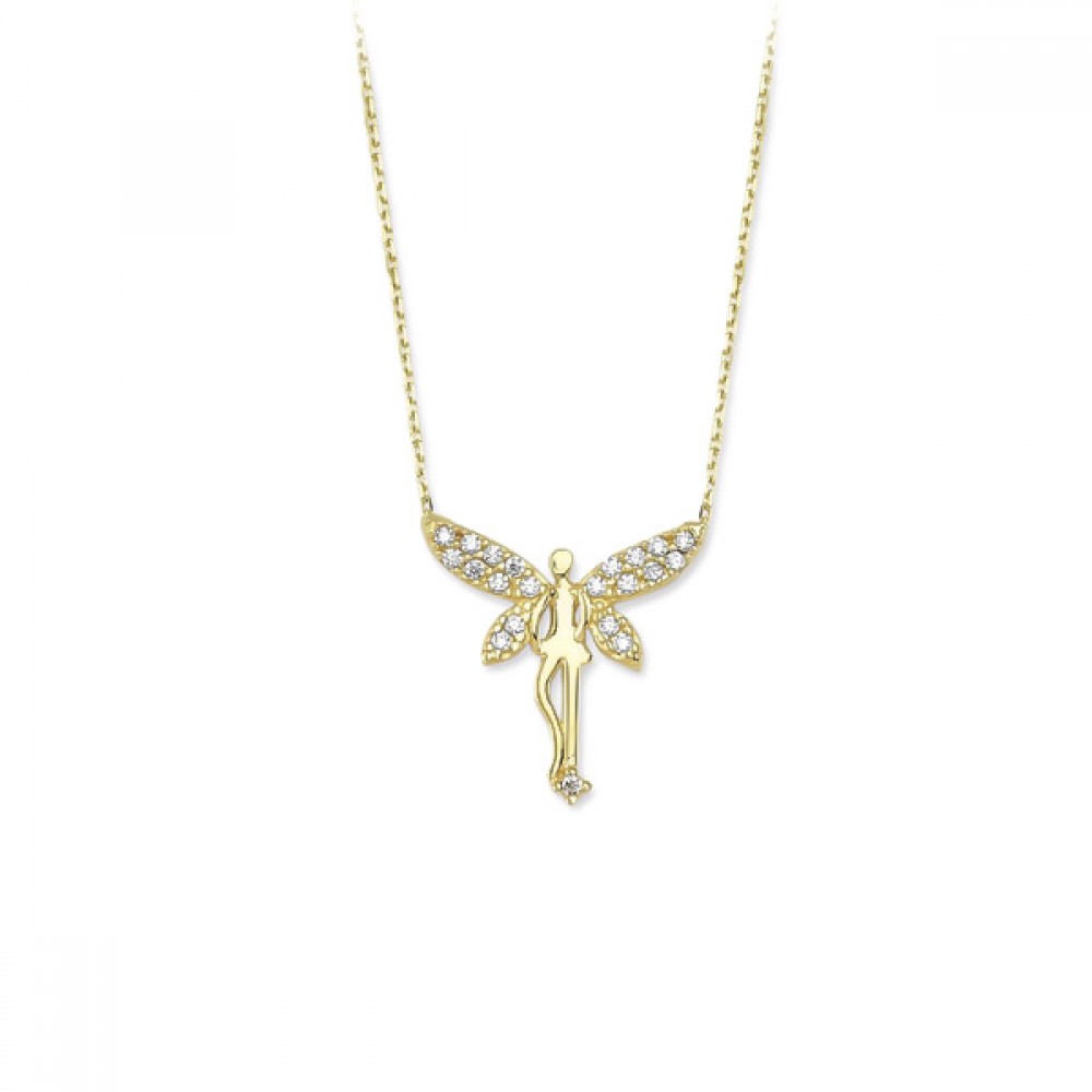 Glorria 14k Solid Gold Fairy Pave Necklace
