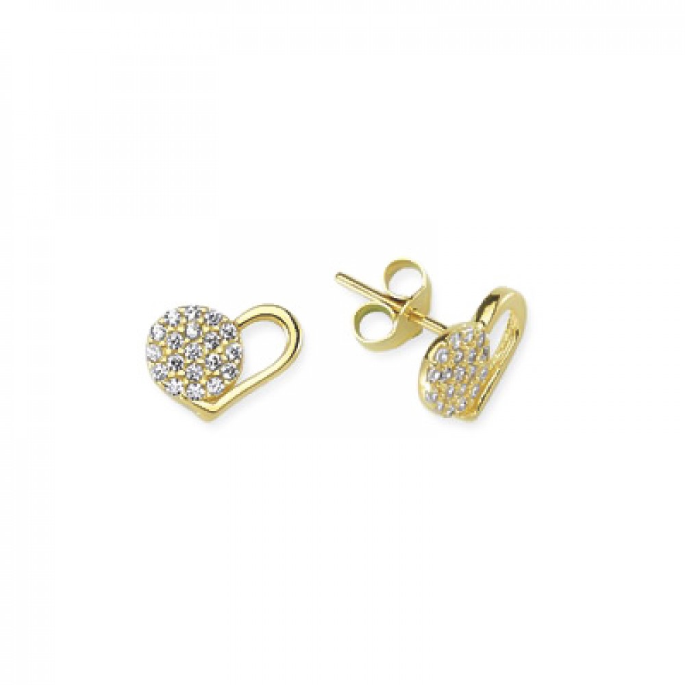 Glorria 14k Solid Gold Heart Pave Earring