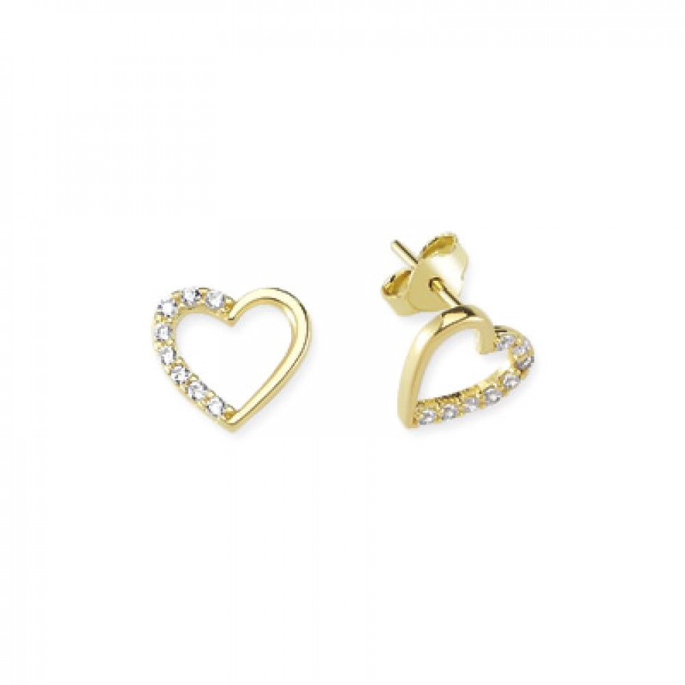Glorria 14k Solid Gold Heart Pave Earring