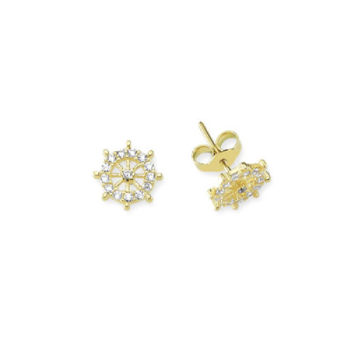 Glorria 14k Solid Gold Rudder Pave Earring Glorria 14k Solid Gold Rudder Pave Earring